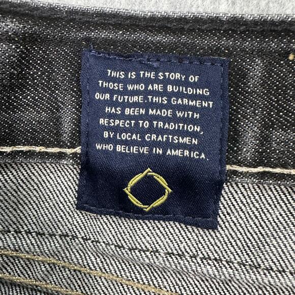 Bluer than Indigo Jeans Mens 35 Classic Straight Selvage Button Fly Black Washed - Picture 5 of 10